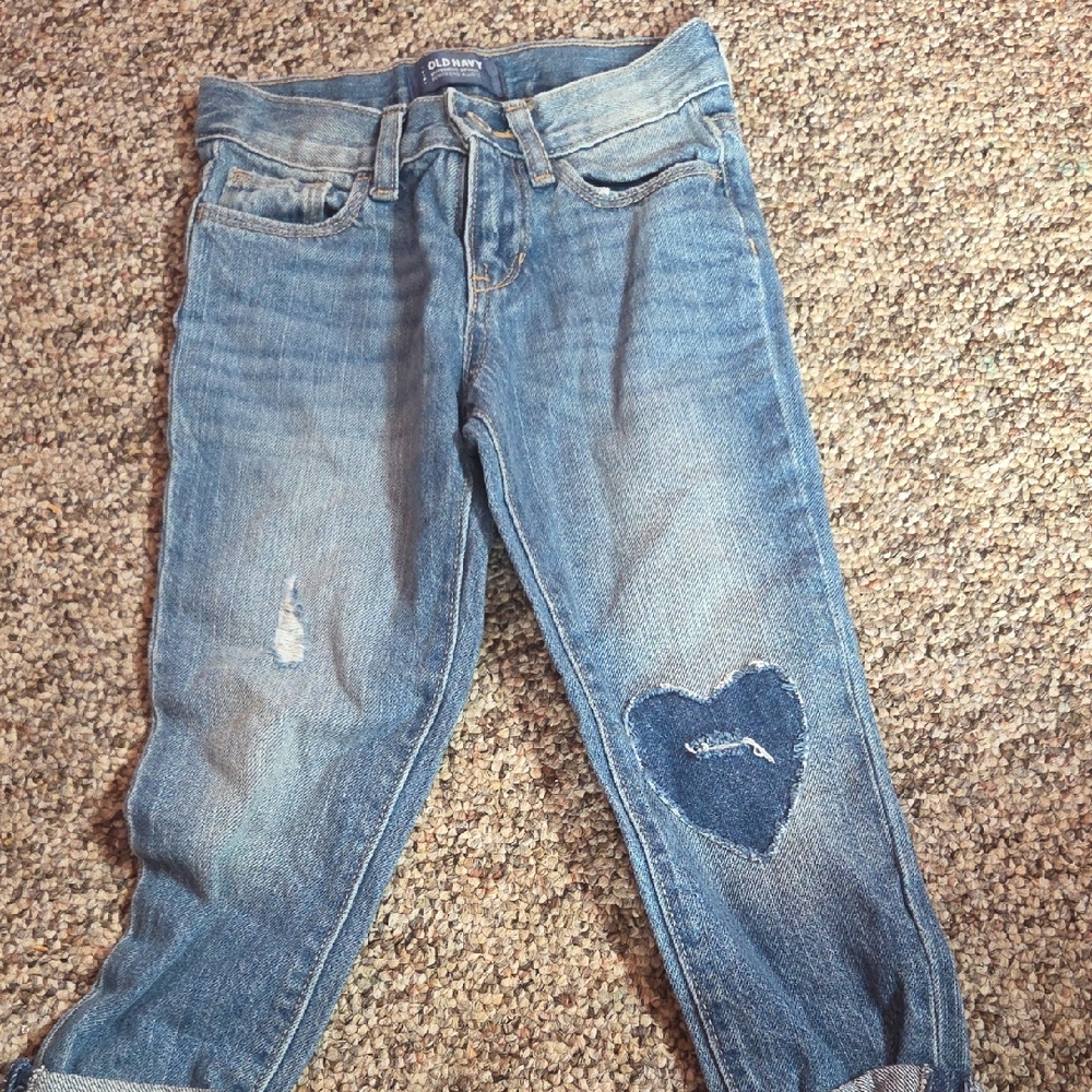 Old Navy Light Blue Boyfriend Jeans with Heart Patch